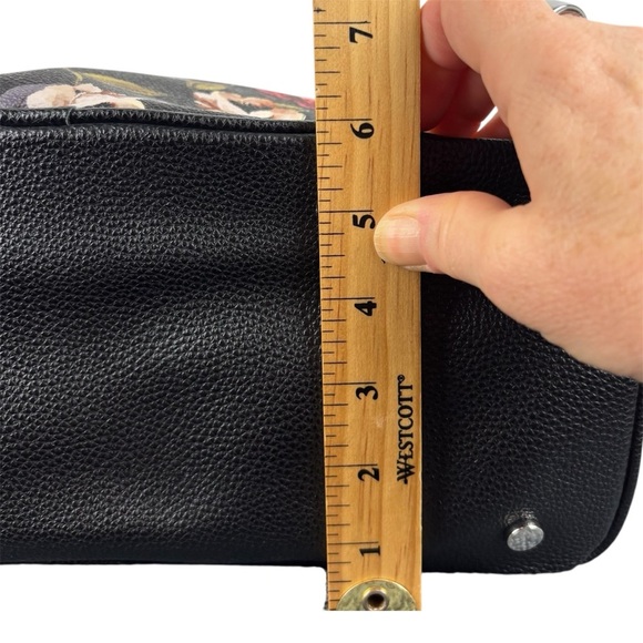 Dana Bachman Bella Floral Tote Bag Shoulder Pebble Leather Black with Floral - Picture 4 of 11